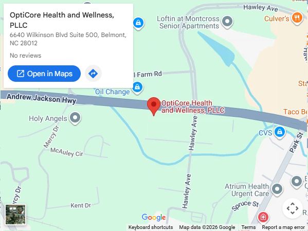Get Directions to OptiCore Health and Wellness in Belmont, NC